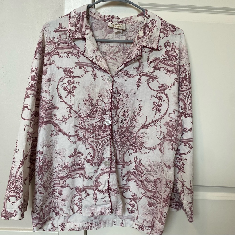 Vintage Victoria's Secret Gold Label Pajama Top Womens Small 3/4 Sleeve Blouse